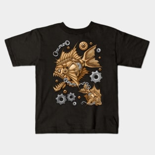 Steampunk Piranha Killer Retro Machine Kids T-Shirt